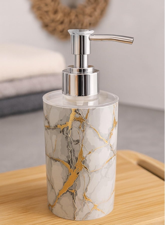 Emoh Roced Liquid Soap Dispenser 250ML - Refillable Unbreakable Plastic Bottle for Handwash, Sanitizer, Lotion, Shampoo - Bathroom, Kitchen, Sink, Shower, Wash Basin (White Marble, Pack of 1) - Image 1